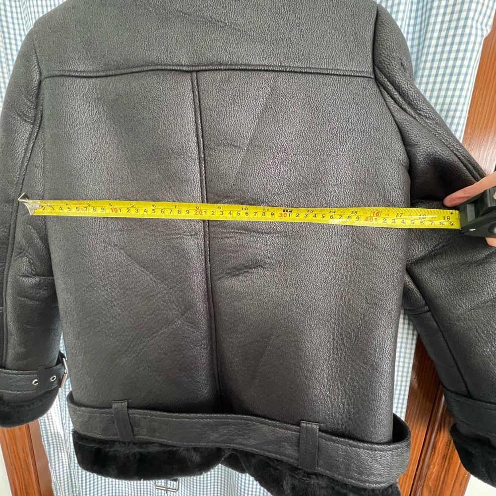 Topshop Black Faux Leather Jacket with Faux Fur Collar - Picture 5 of 7